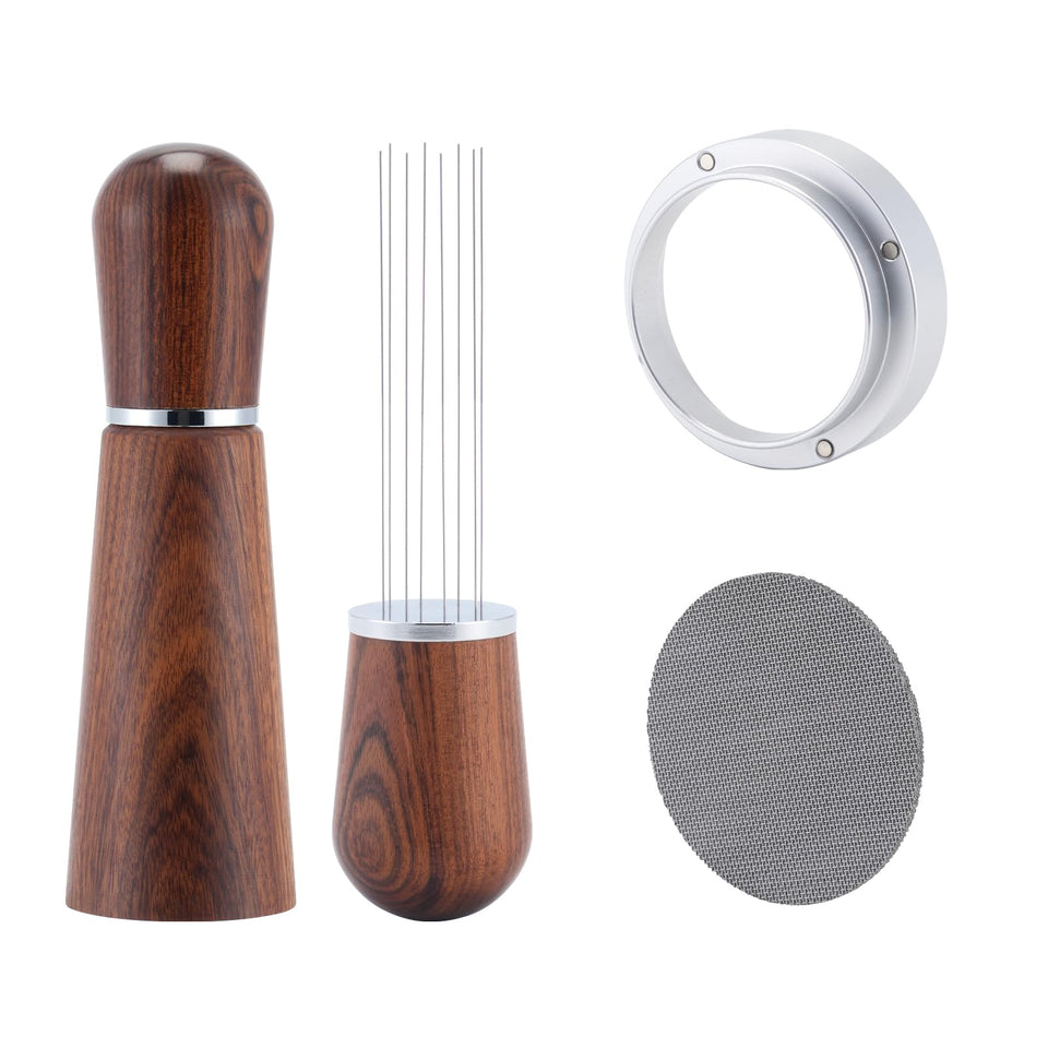 Espresso-kit WDT tool with 8 needles for even grind distribution.