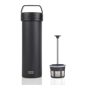 ESPRO Go P0 Ultralight insulated stainless body keeps coffee hot longer.