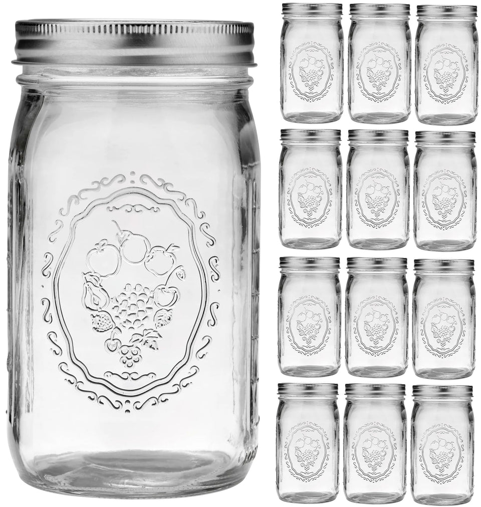 Esrentle 12-pack wide-mouth mason jars with airtight lids for versatile canning and storage