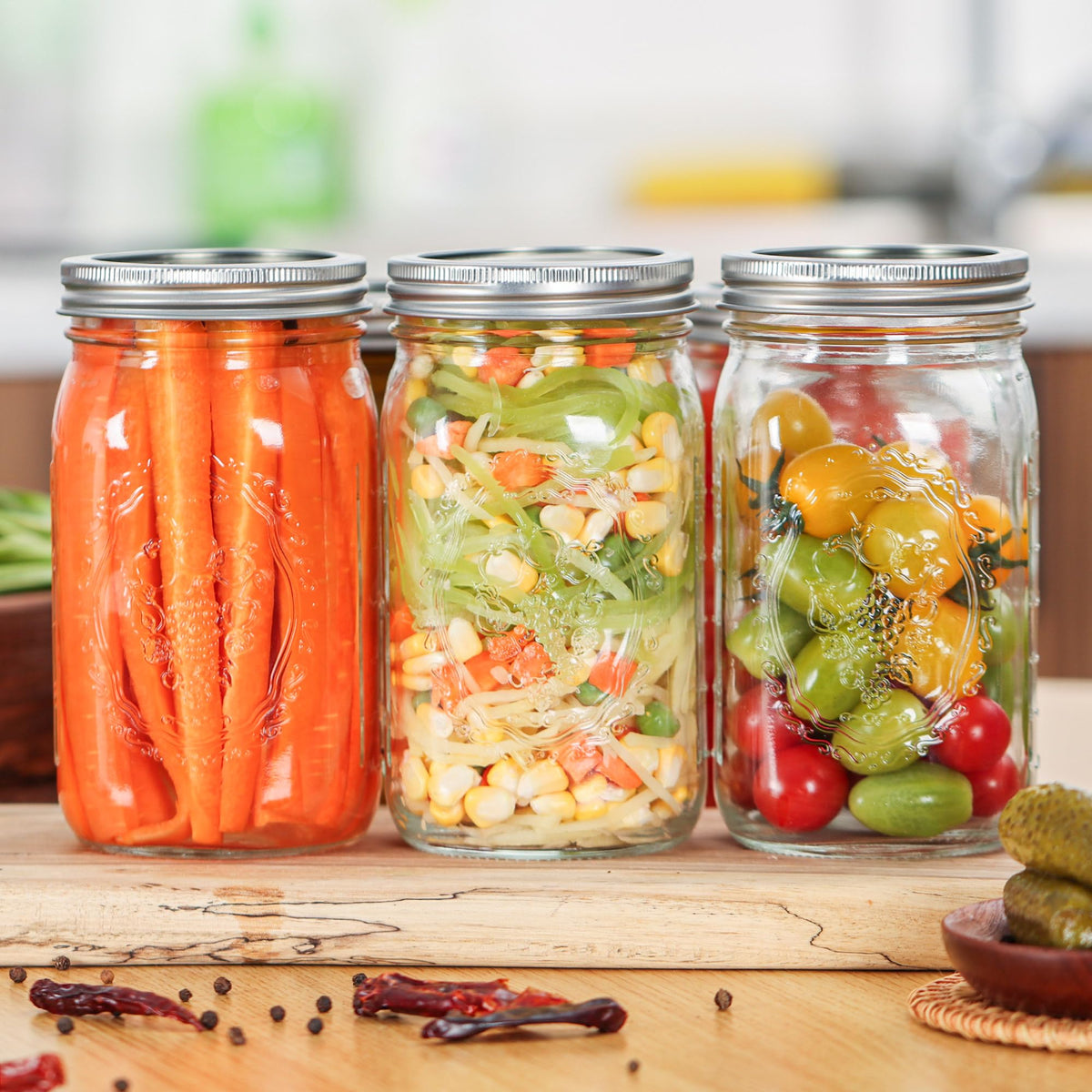 Esrentle clear glass jar contents visible for quick freshness check