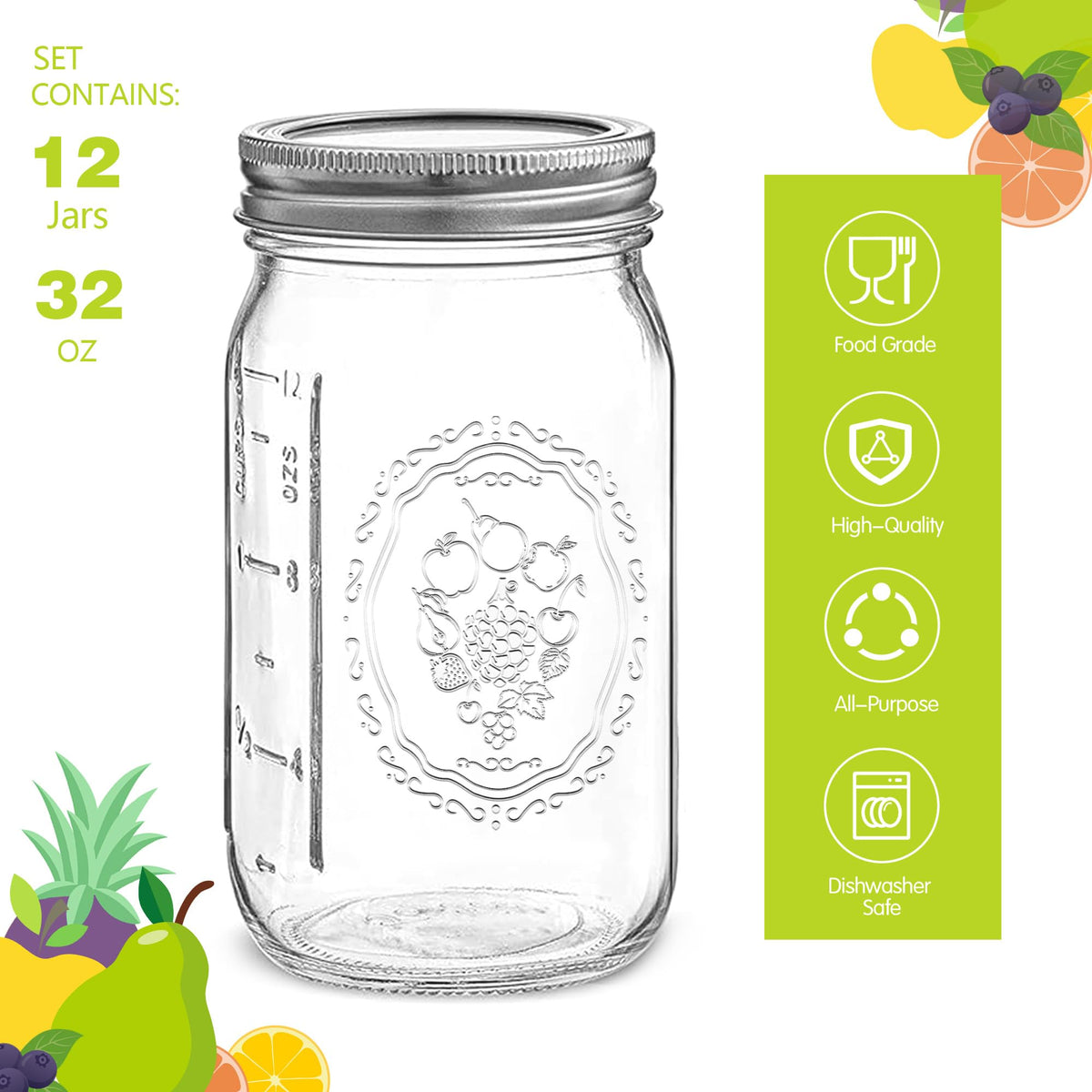 Esrentle heavy-duty clear glass jar highlights transparent contents and easy washing