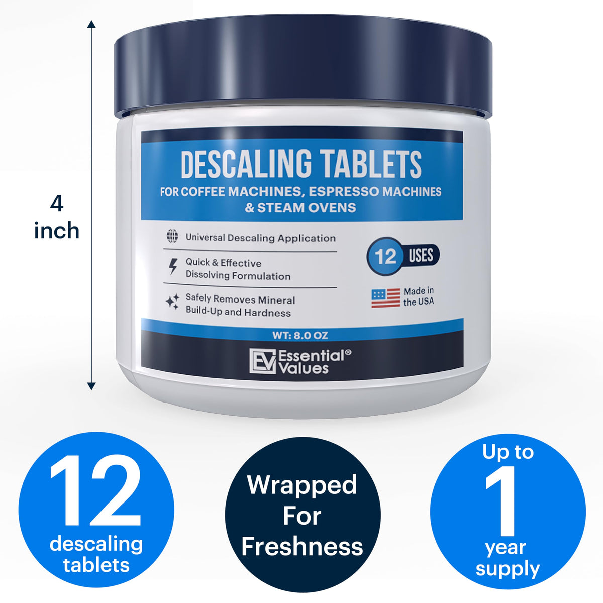 Essential Values descaling tablets for Miele compatibility sustain reliable steam and brew.