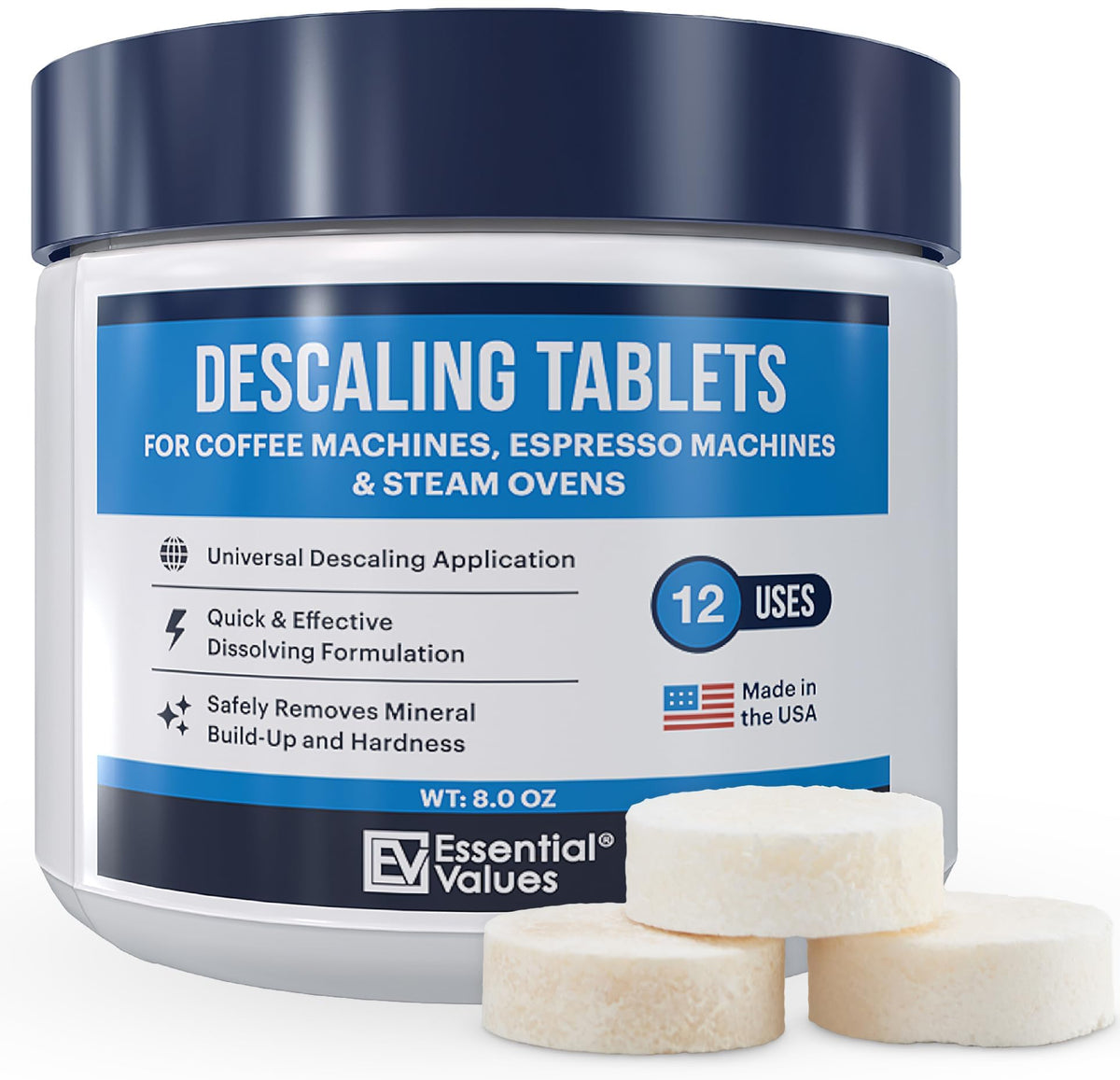 Essential Values descaling tablets pack for Keurig keeps mineral buildup at bay for smoother coffee.