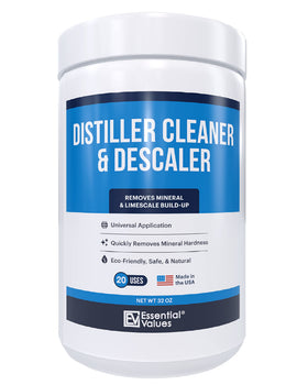 Essential Values distiller cleaner descaler 2lb packaging for easy descaling