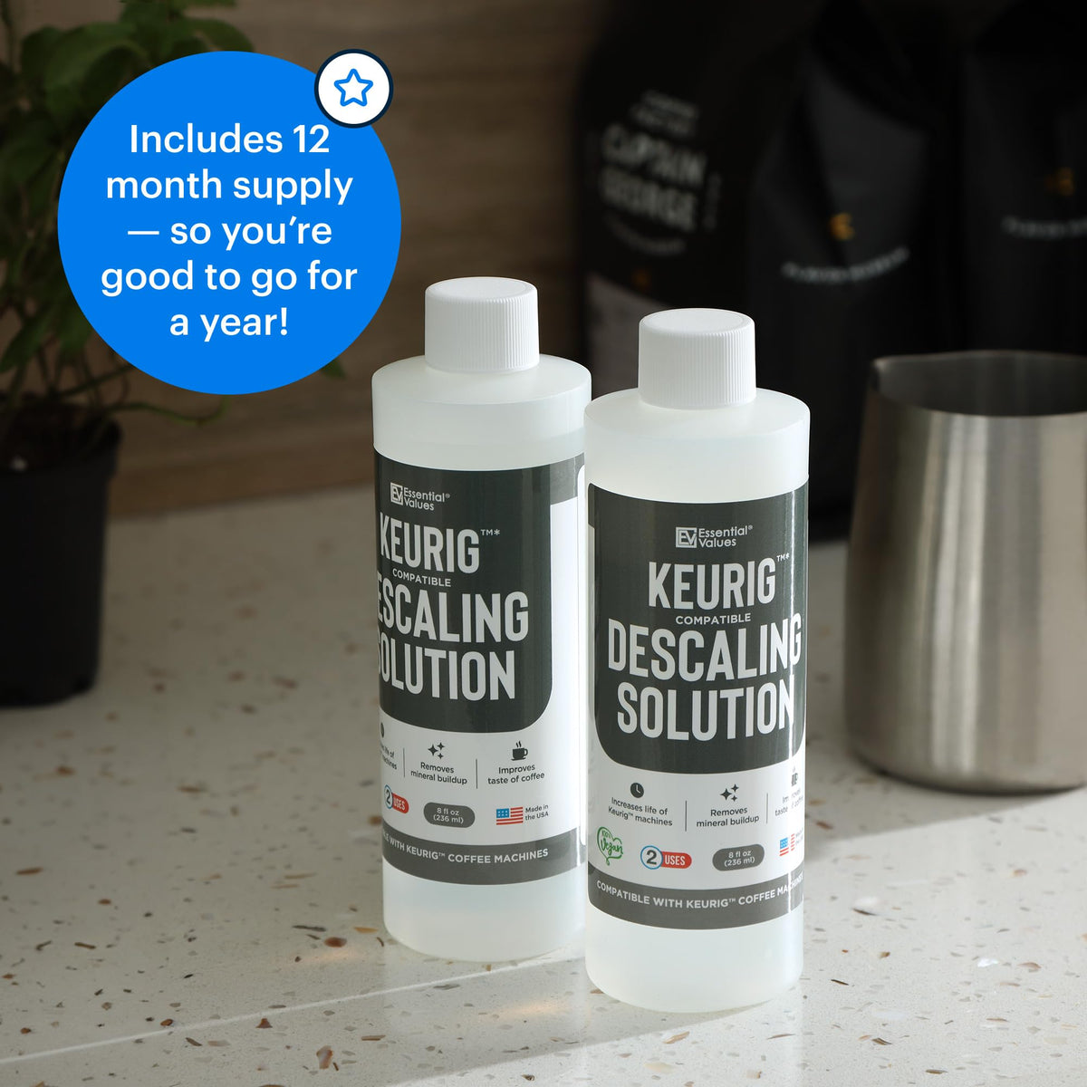 Essential Values recyclable 100% PET bottle supports eco-friendly packaging
