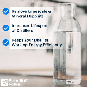 Pouring Essential Values descaler for quick kettle cleaning