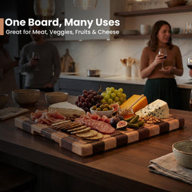 Essentise acacia board with non-slip pads for stable prep