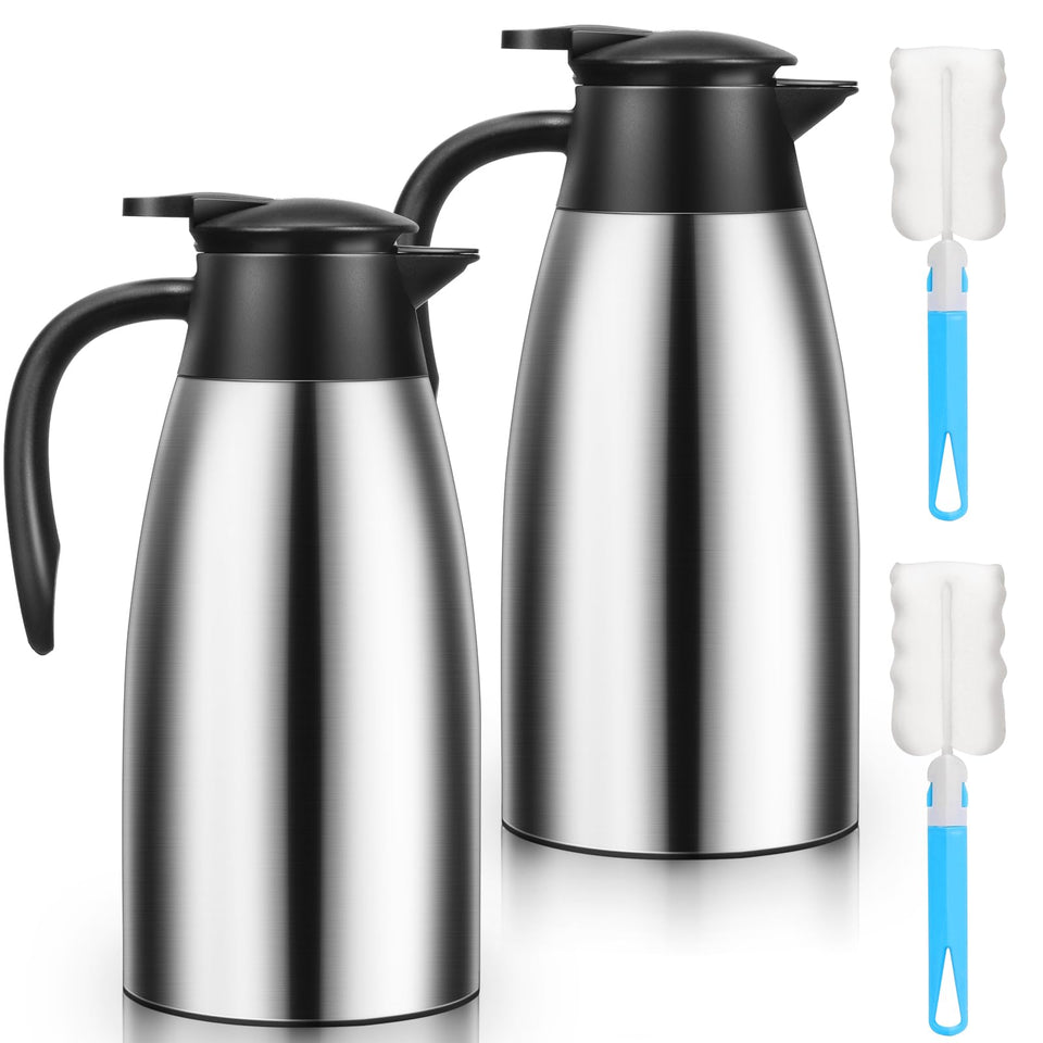 Essenya 2-pack thermal carafes set for home and office keeps coffee hot.