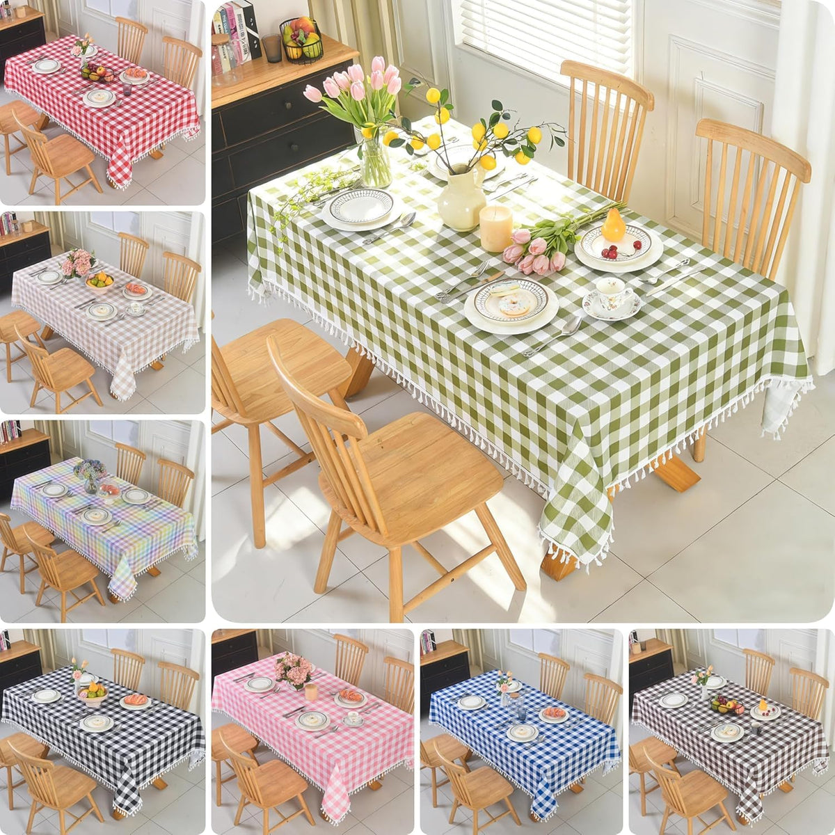Essifunia checkered tablecloth drapes well and protects surfaces for everyday use.
