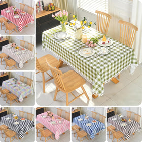 Essifunia checkered tablecloth drapes well and protects surfaces for everyday use.