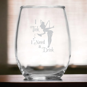 Etchpress Tinkerbell fairy wine glass highlights pixie dust motif for magical movie nights