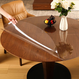 ETECHMART clear round table cover 42-inch top view protecting wood surfaces from spills