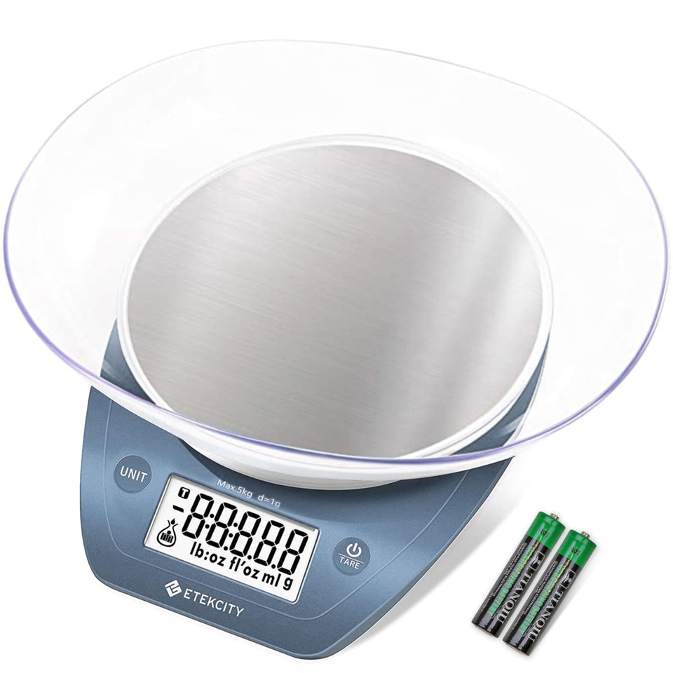 Etekcity scale with digital display showing precise weight readings for recipes