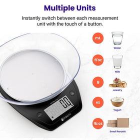 Etekcity five-unit measurements support versatile kitchen weighing.