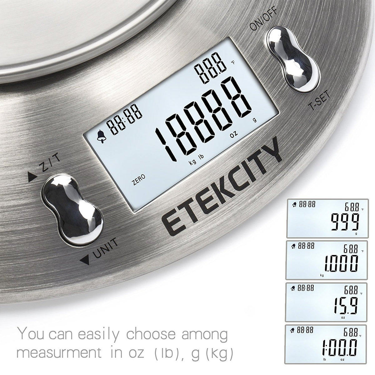 Bowl doubles as protective cover for compact storage on Etekcity scale.