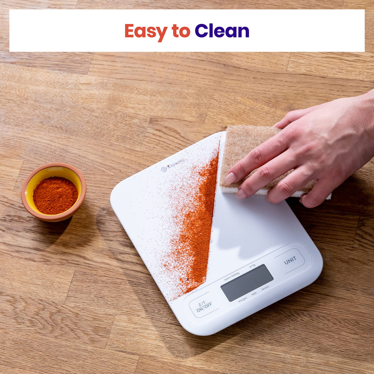 Package includes scale, quick start guide, and batteries for ready use.
