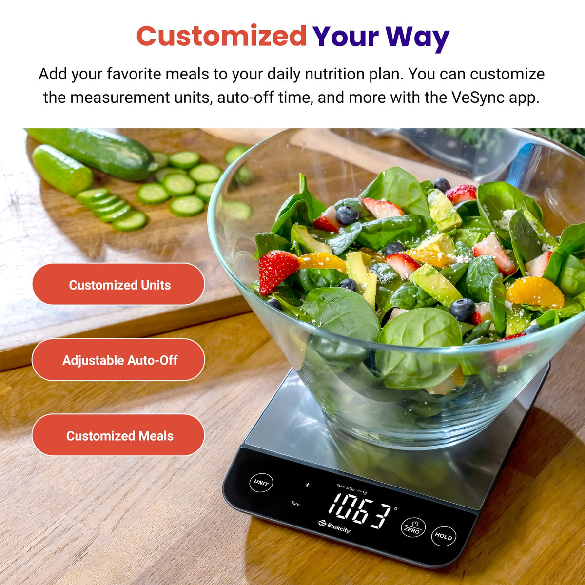 Etekcity scale barcode scan feature for quick entries