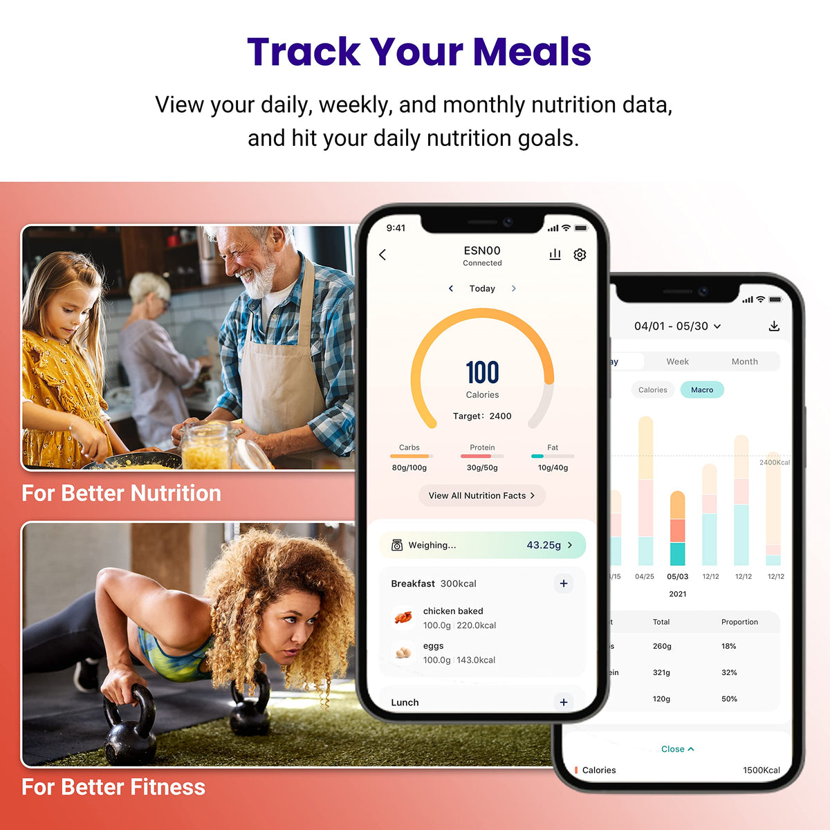 Etekcity scale measuring grams for accurate ingredient weighing