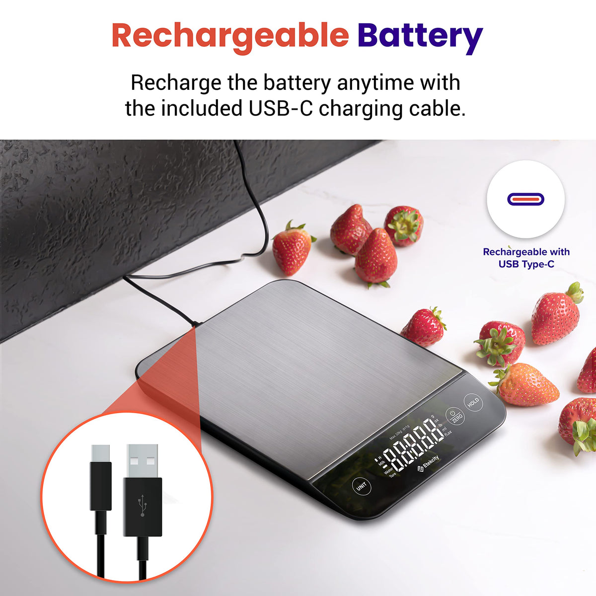 Etekcity IPX6 waterproof design allows quick wipe-down after spills.