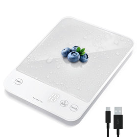 Etekcity kitchen scale shows 22 lb capacity on a large display.