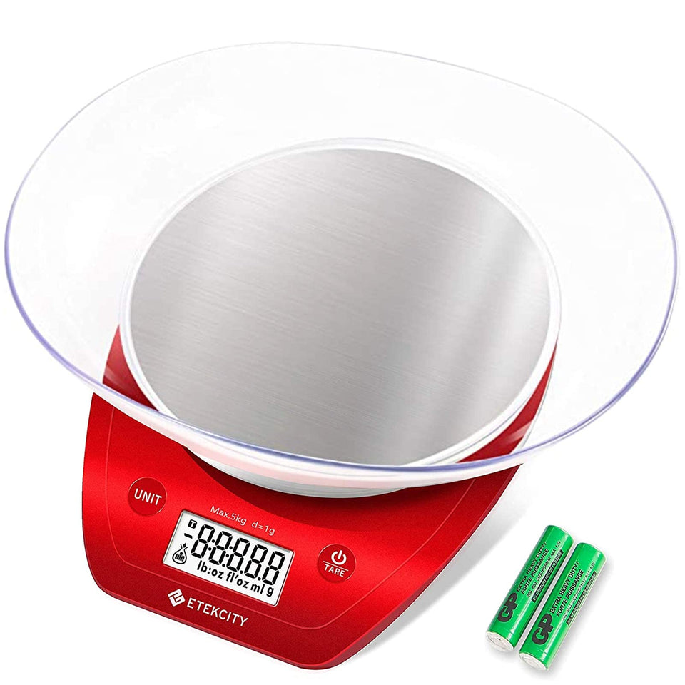 Etekcity digital kitchen scale with back-lit display for precise readings