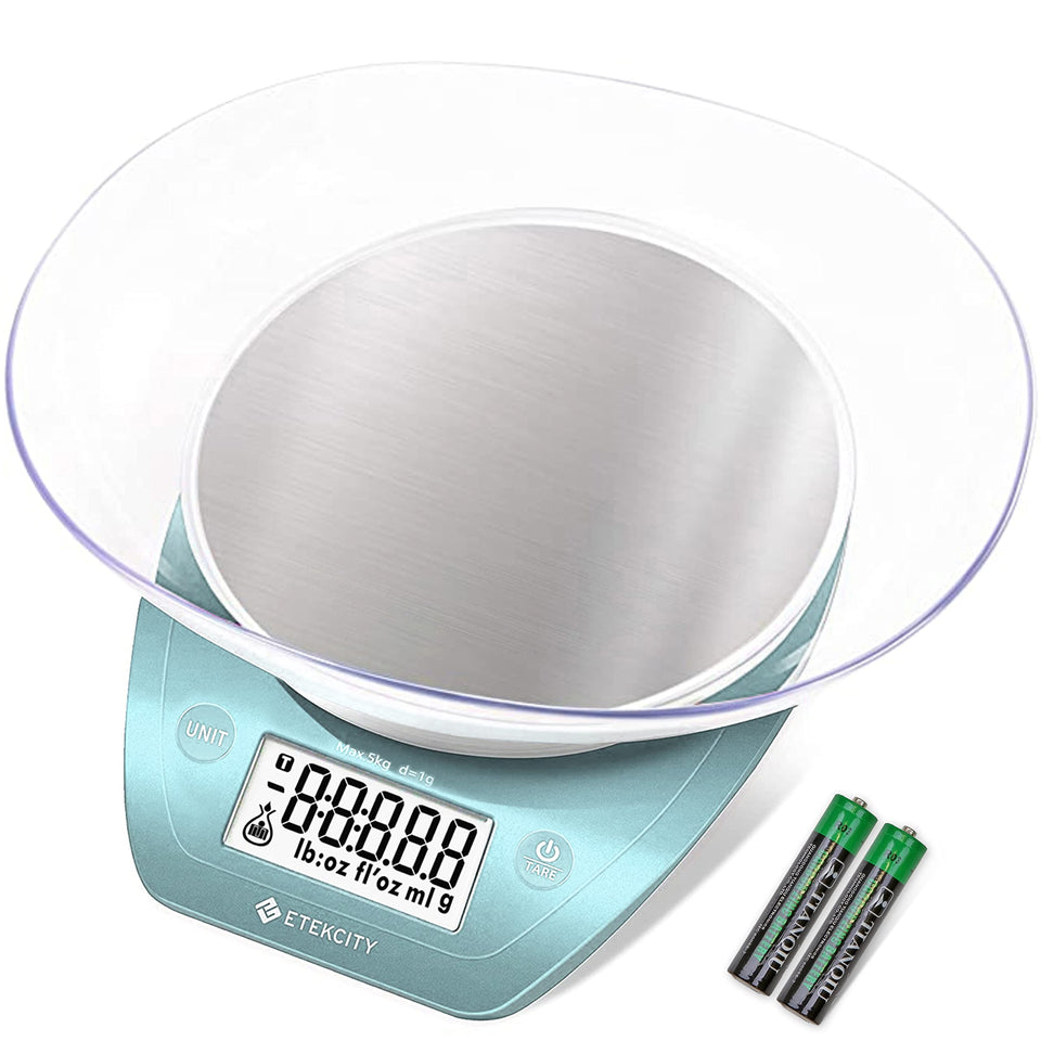 Etekcity 0.1g scale with a large backlit display for precise readings.