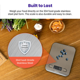 Compact, sleek Etekcity scale fits neatly into small kitchen spaces.