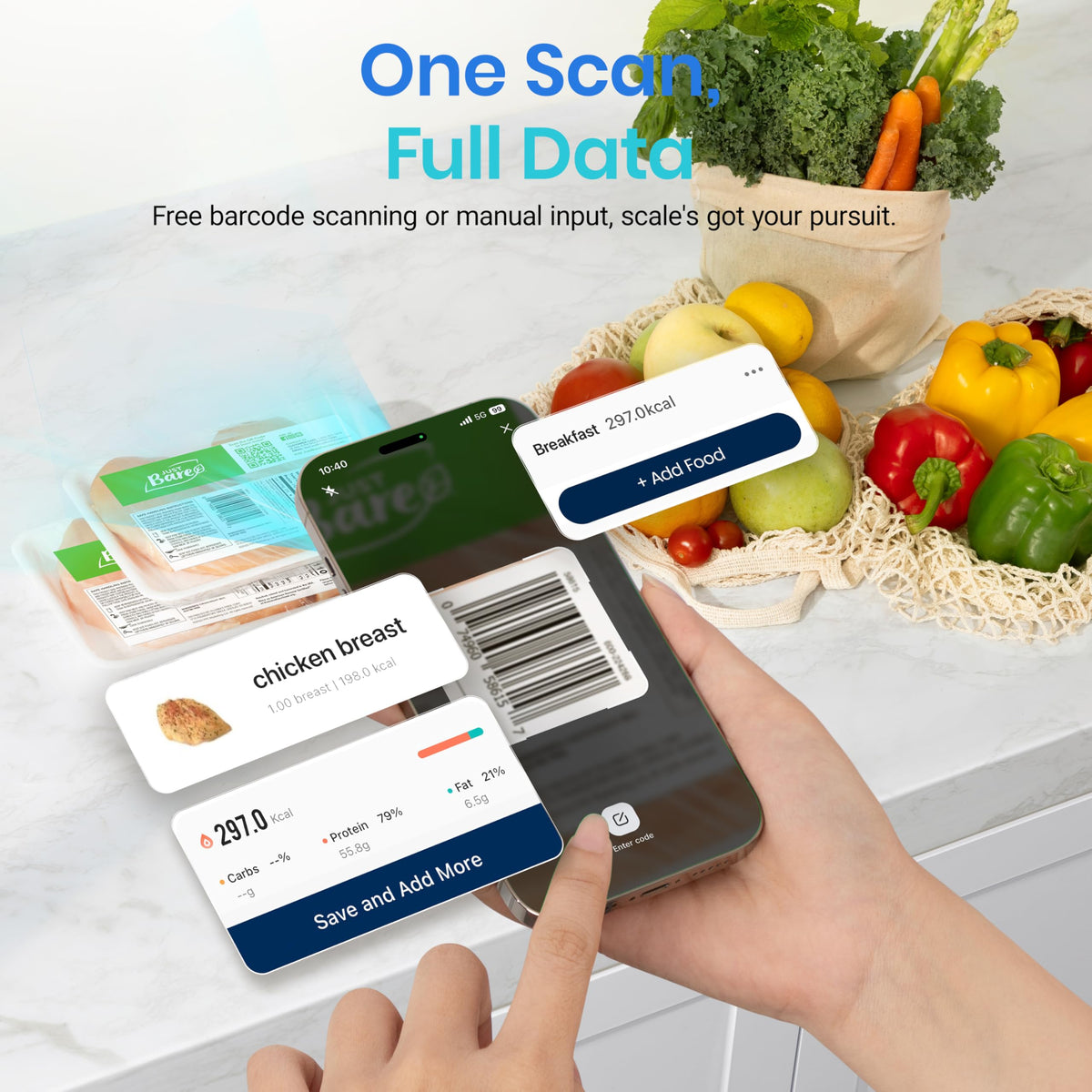 Large platform on the Etekcity scale supports bulky ingredients.