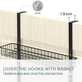 ETELI back-door storage rack in black metal, no wall drilling required.