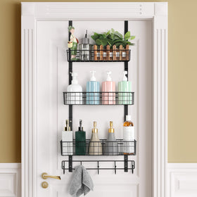 ETELI over-the-door pantry organizer with 3 baskets keeps spices organized.