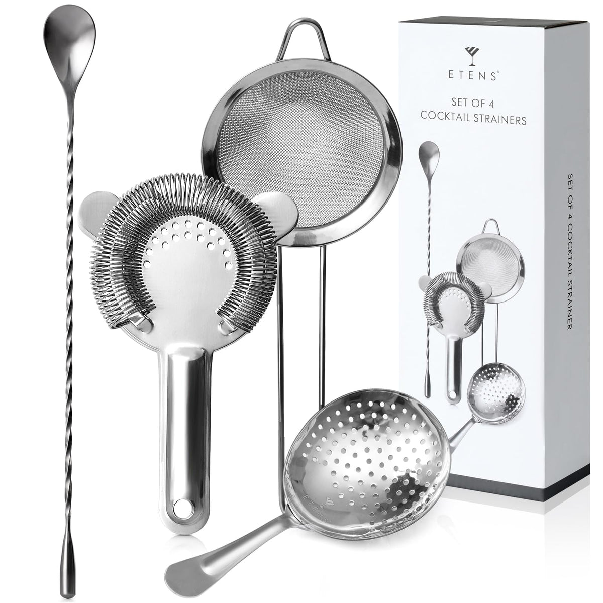 Etens gift-ready cocktail strainer set for budding mixologists.
