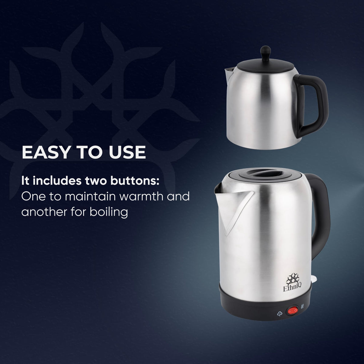 EthniQ TeaVibe stainless steel double pot and kettle design for everyday use