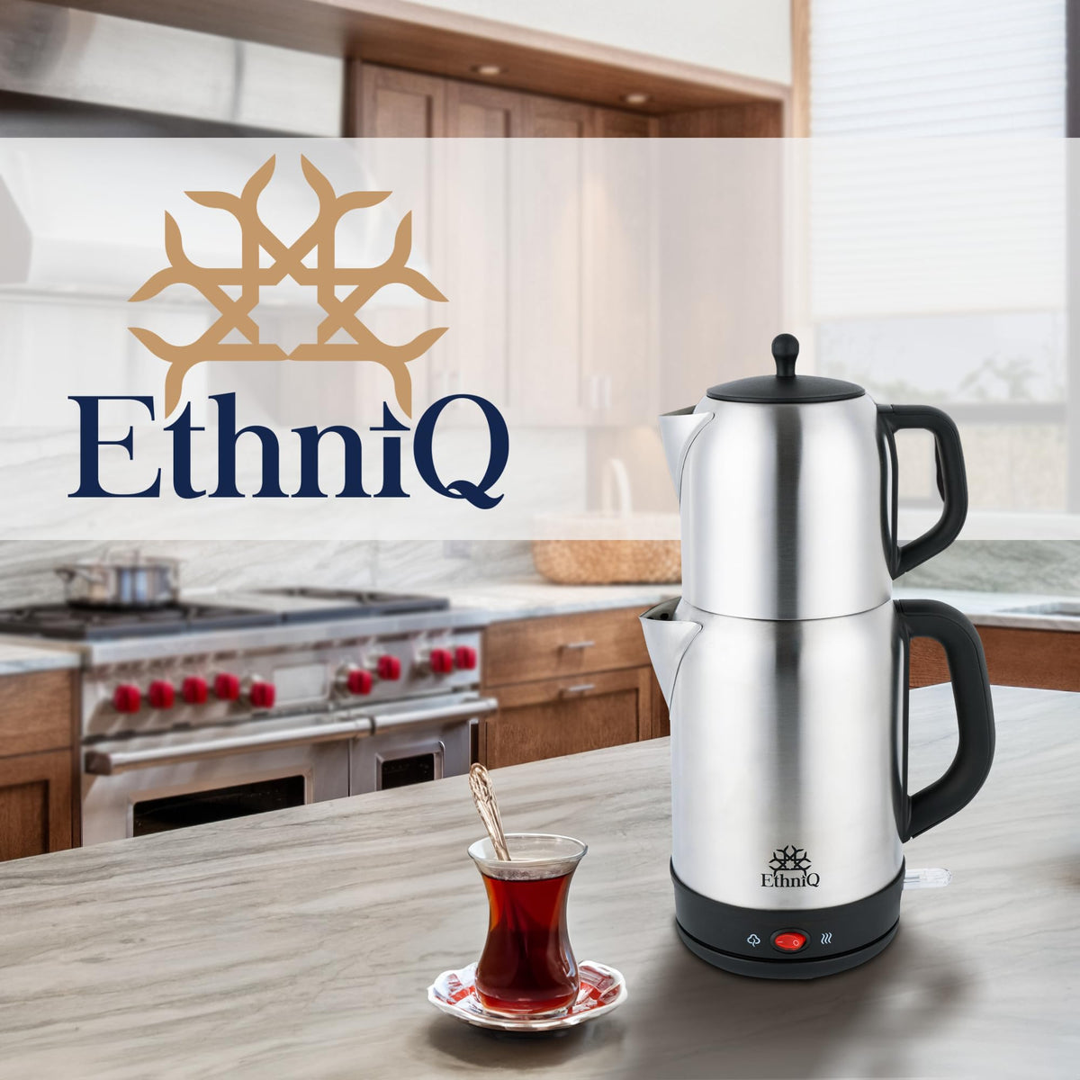 EthniQ TeaVibe 2-in-1 kettle and tea pot for versatile brewing and serving