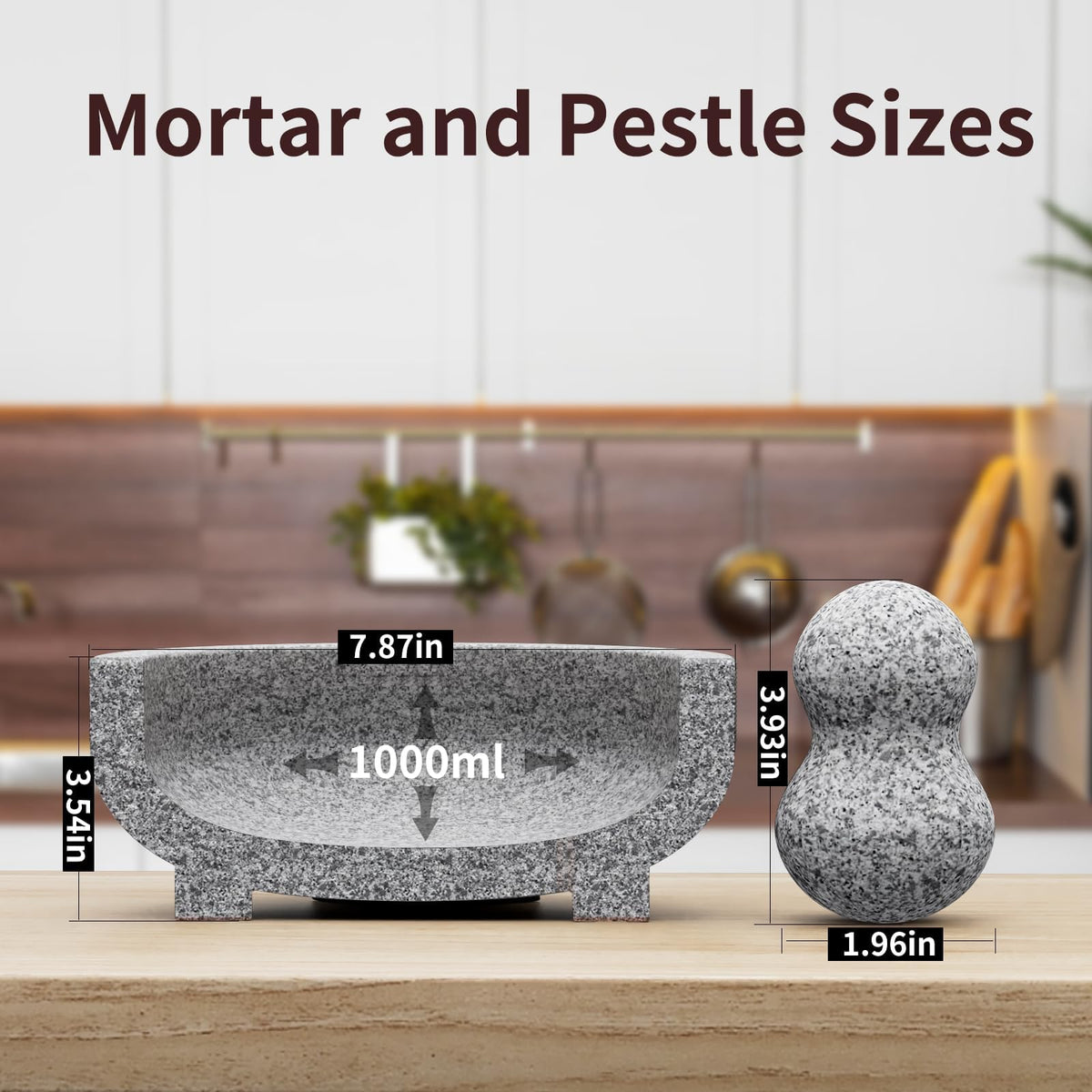 Etholive granite pestle with smooth handle for controlled crushing.