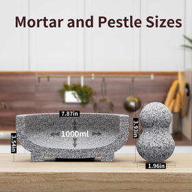 Etholive granite pestle with smooth handle for controlled crushing.