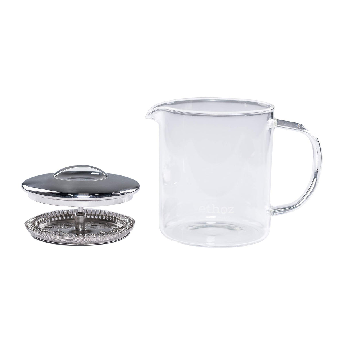 Ethoz Tea Brewer stainless steel strainer keeps tea leaves out of the cup
