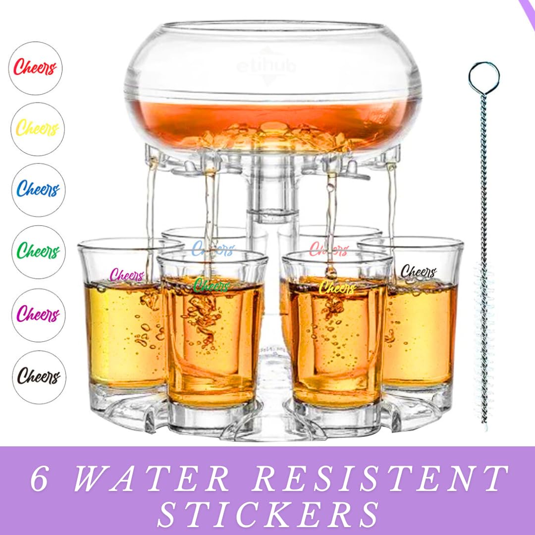 Elegant bar setup featuring Etihub shot dispenser enhances presentation.
