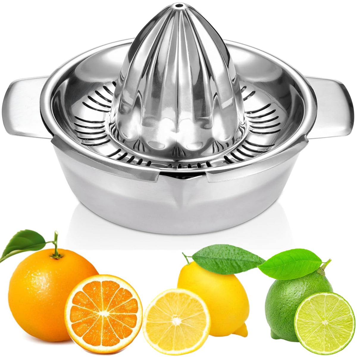 Etinslant citrus juicer cone enables fast, seed-free juice extraction.