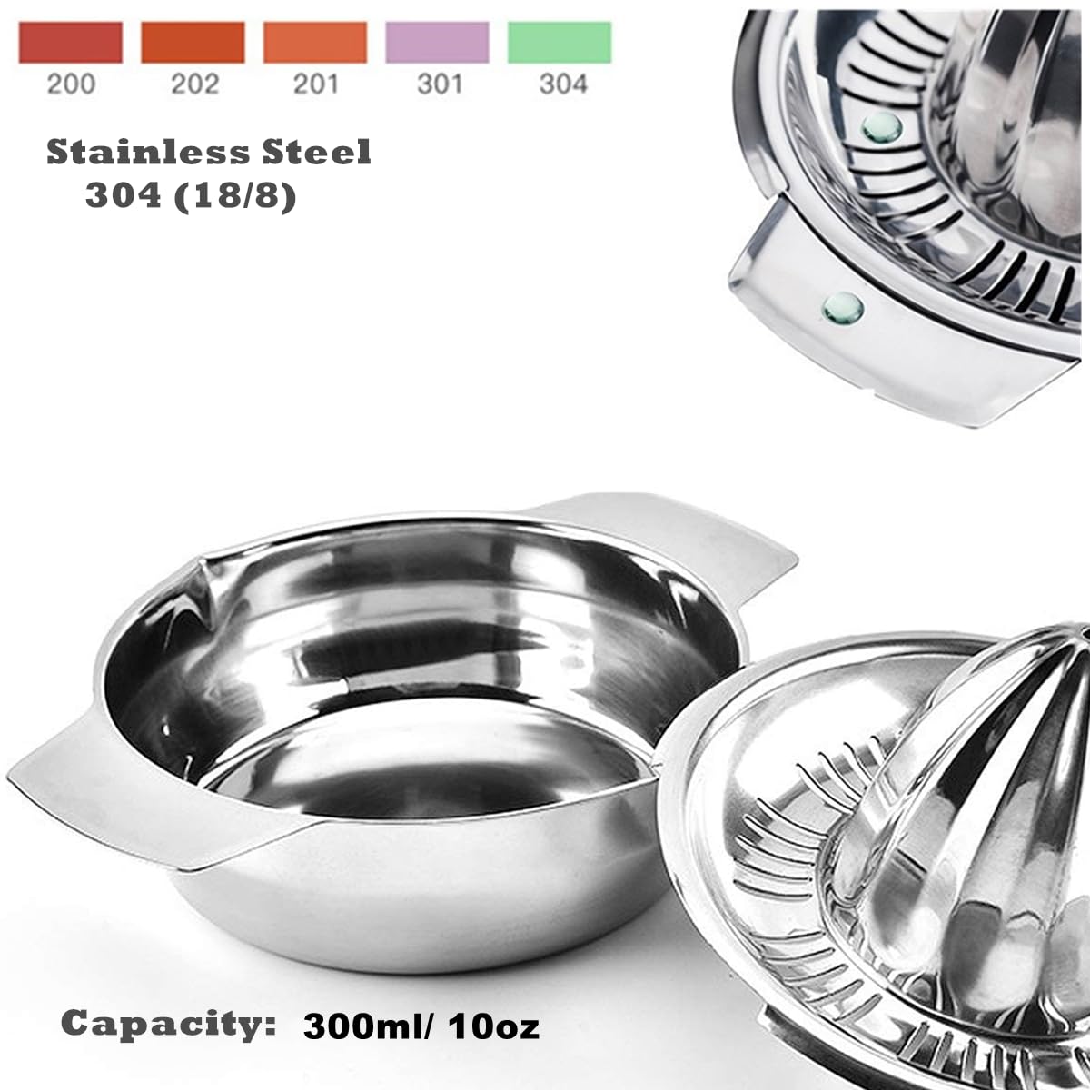 Etinslant stainless steel juicer body showcases durable, rust-resistant construction.