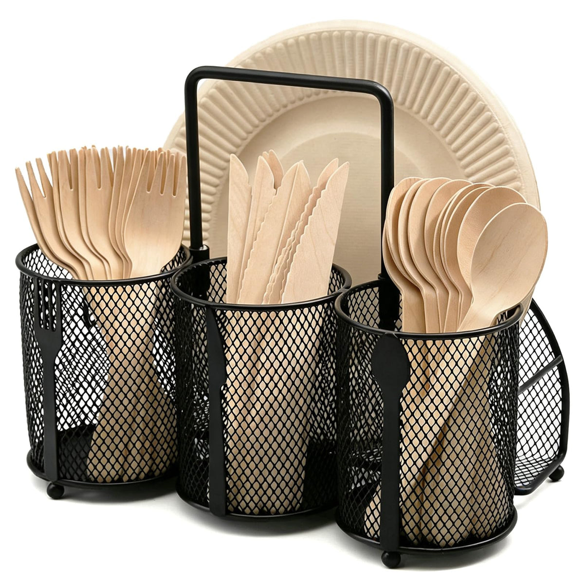 ETlanding silverware organizer with four compartments keeps utensils neatly separated on the counter