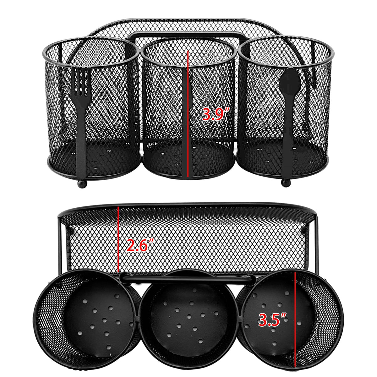 ETlanding utensil holder anti-tip design with drainage for dry, stable use