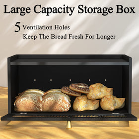 ETMI bamboo bread box side profile on a modern counter