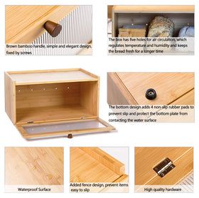 ETMI bamboo bread box top design provides stable surface for extra items
