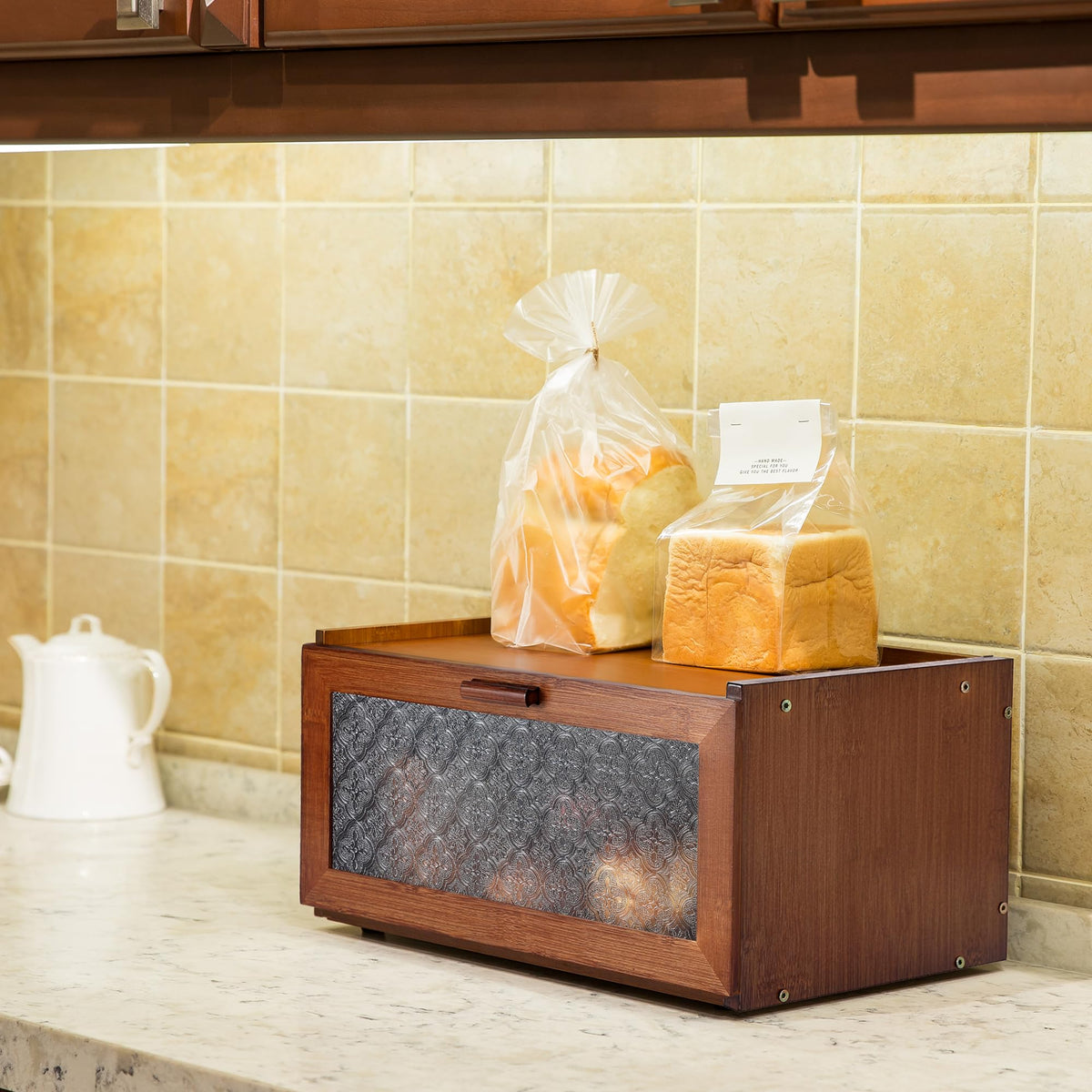 ETMI Bread Box flat top design frees counter space for everyday items
