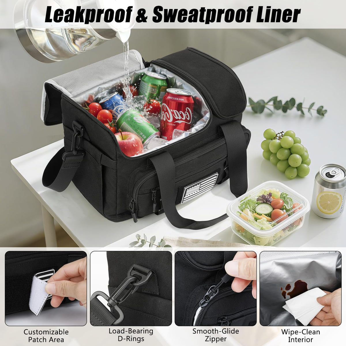 ETRONIK lunch bag design with sturdy handles and shoulder strap for versatile carrying.