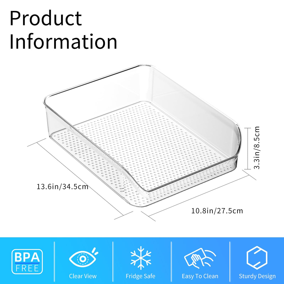 Ettori clear fridge storage bin showing contents at a glance for organized shelves.