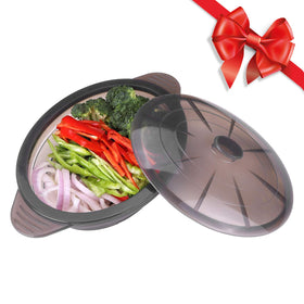 EuChoiz microwave steamer collapsible bowl—space-saving design for quick meals.