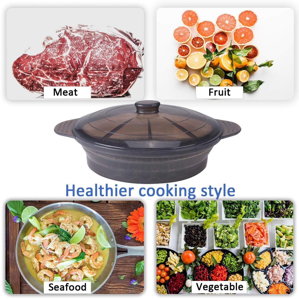EuChoiz removable steamer rack allows versatile cooking options.
