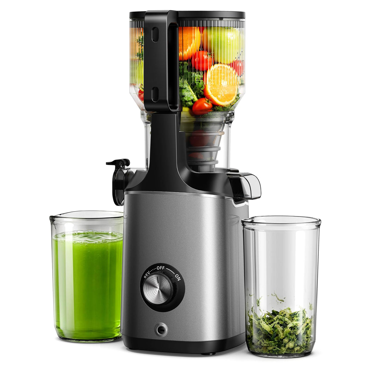 EUHOMY cold press juicer with large feed chute for juicing whole fruits efficiently