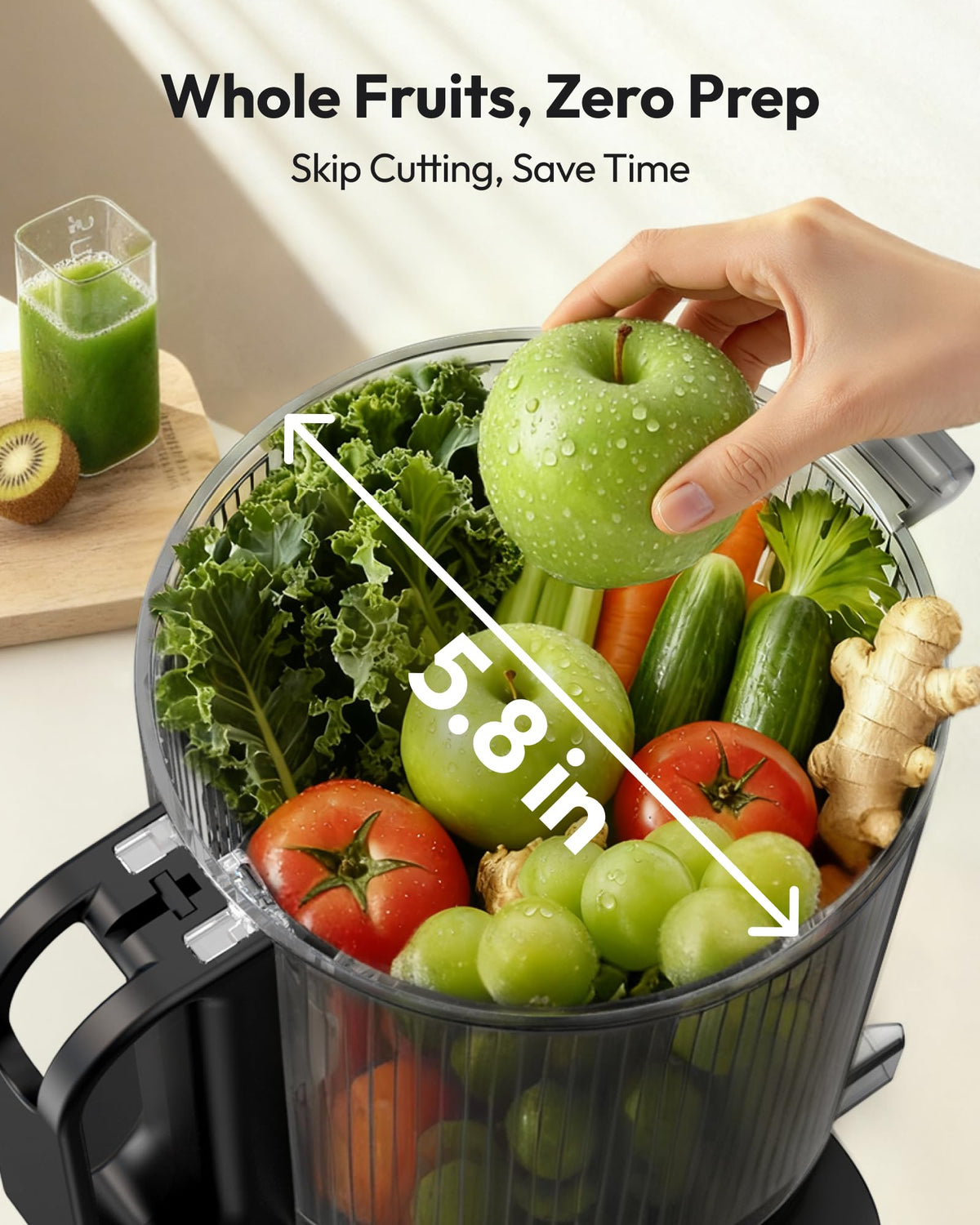 EUHOMY 400W motor powering efficient, steady juicing with minimal heat buildup.